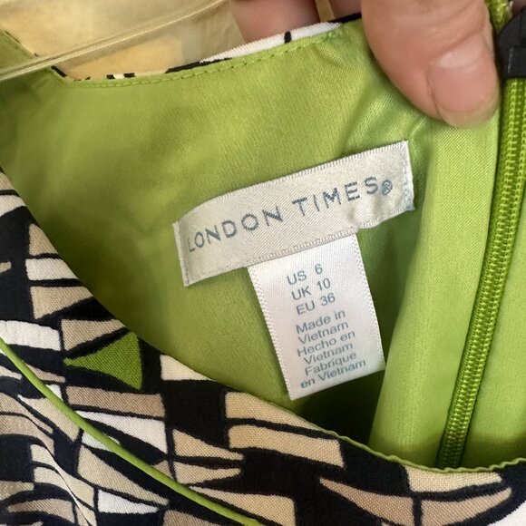 London Times Womens Geometric Print Sleeveless Sheath Dress US 6 Knee Career - Picture 2 of 10